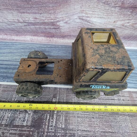 Vintage Tonka pressed steel large cabover semi parts/repair black/blue - Picture 2 of 9